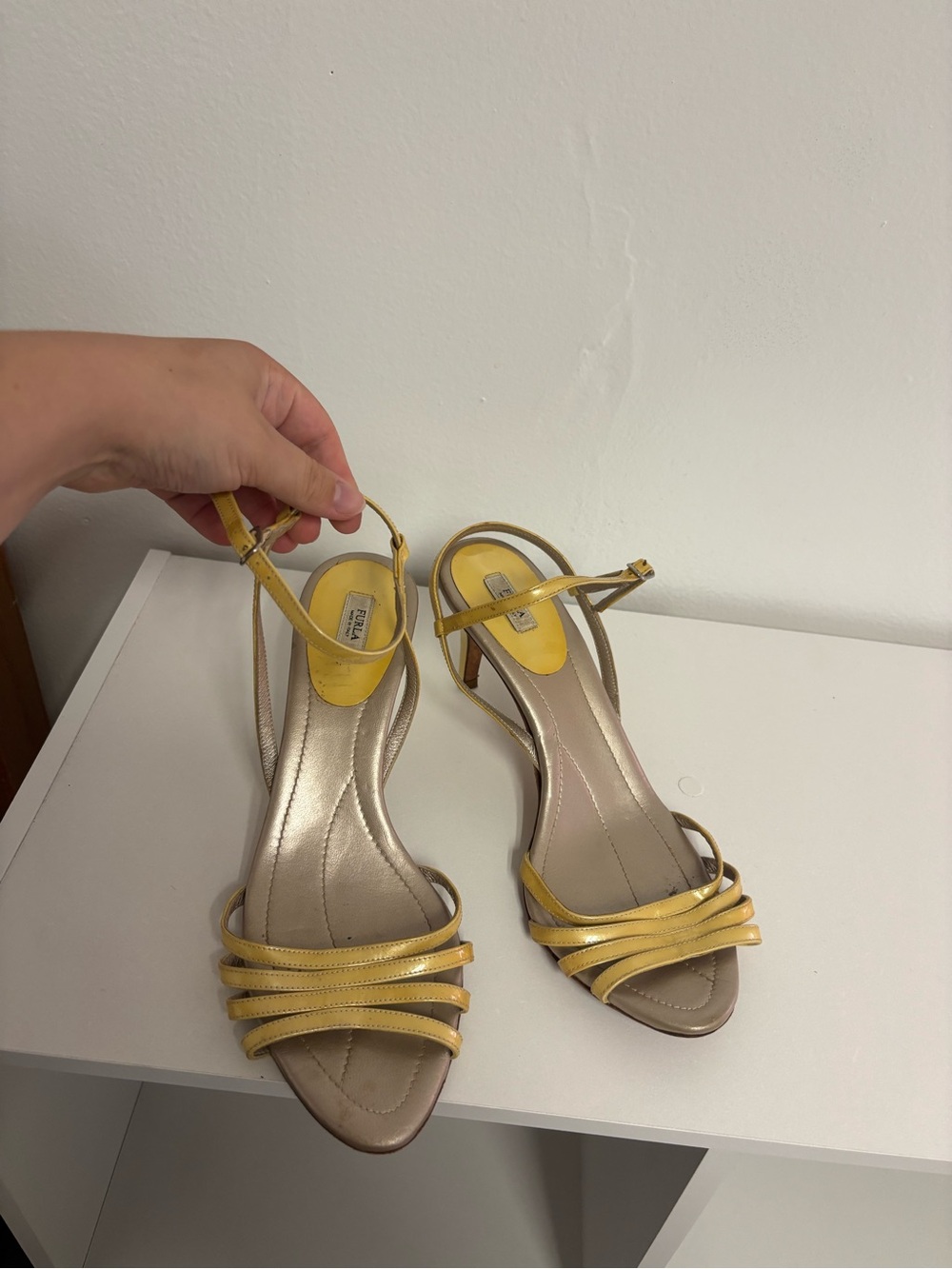 Yellow Strappy Slingback Heels - Women's Dress Sandals
